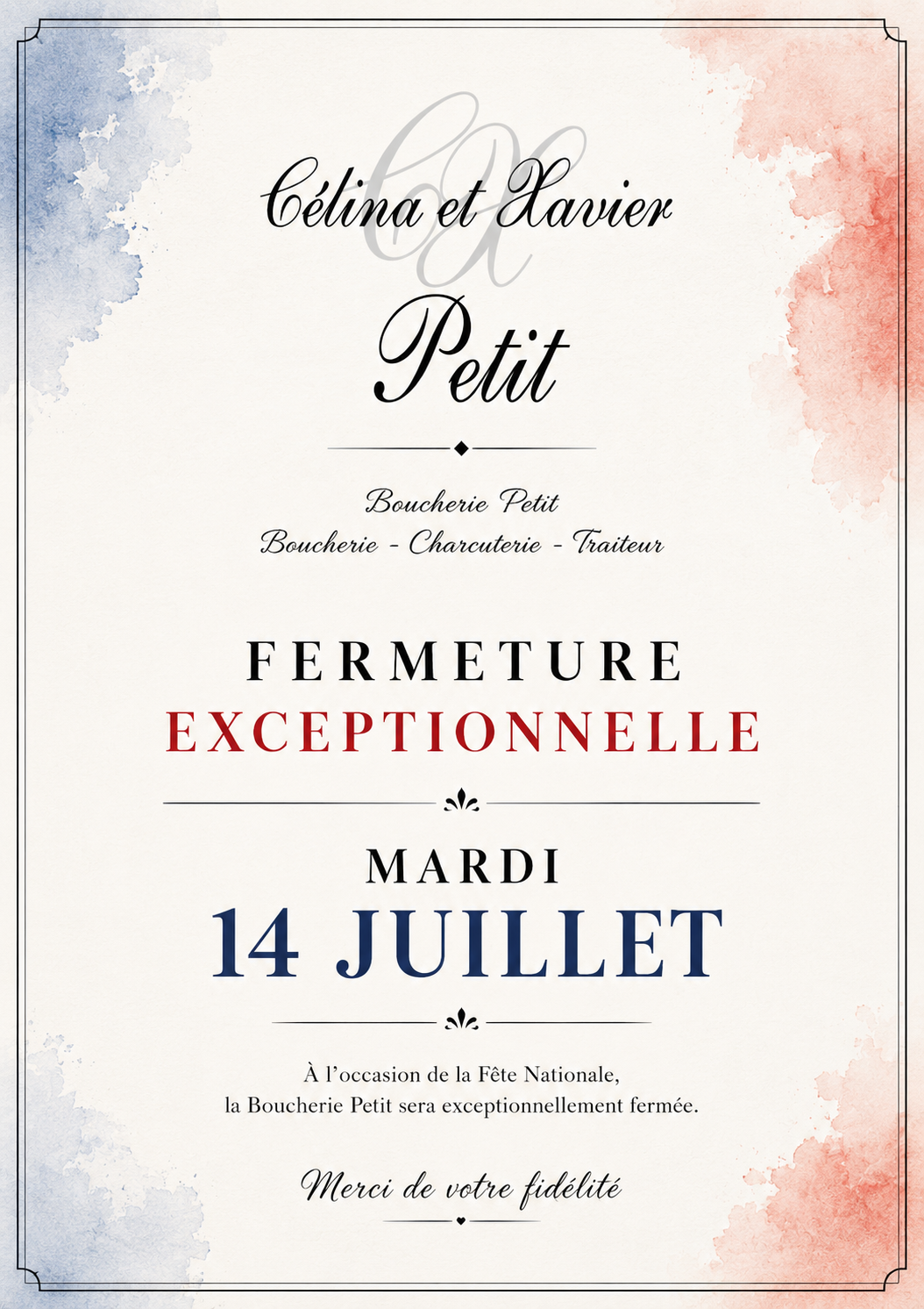 Fermeture 14 juillet