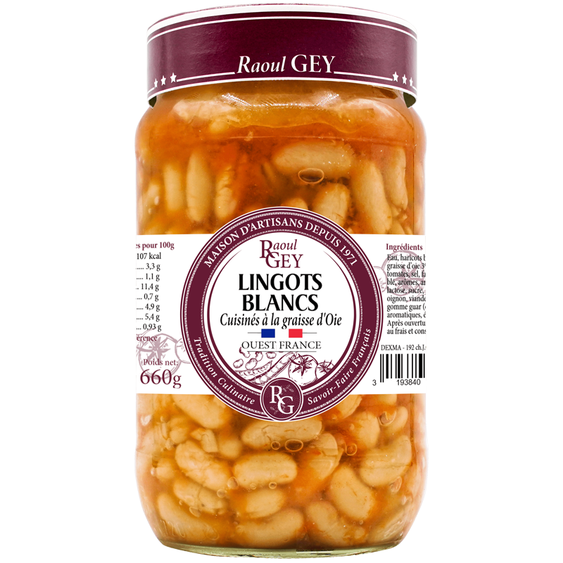 Lingots blancs cuisinés à la graisse d'oie (72 cl) prix du bocal