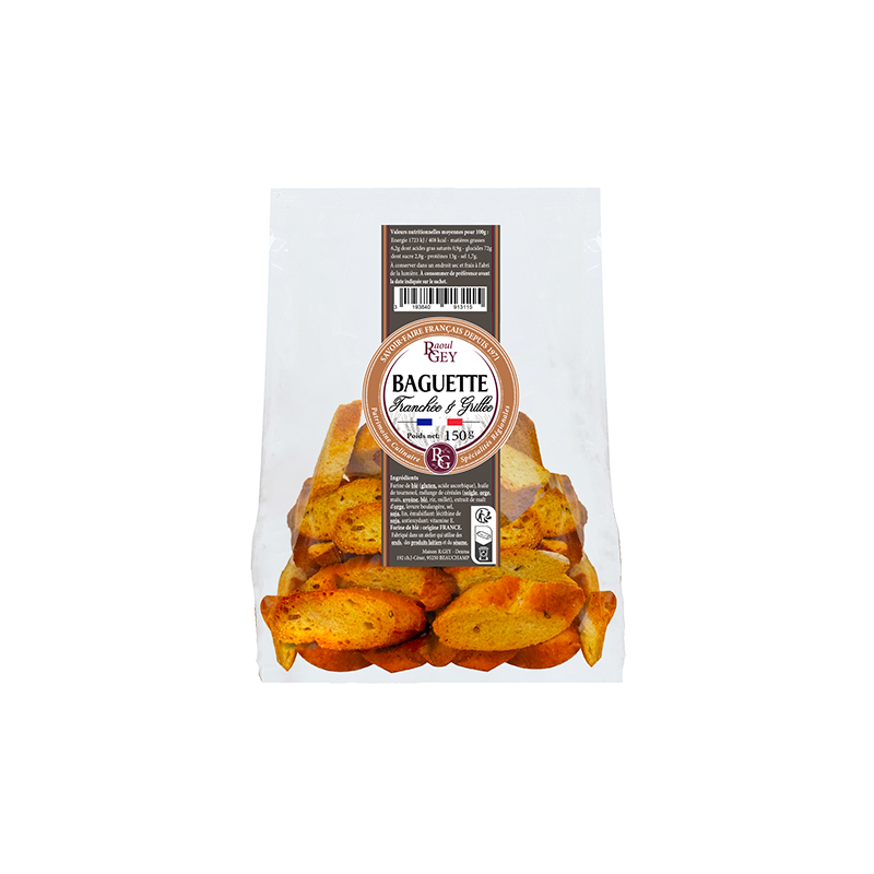 Toasts de baguettes tranchées et grillées (150 g) prix du sachet